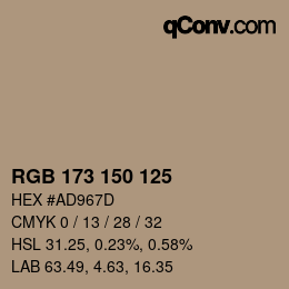 Farbcode: RGB 173 150 125 | qconv.com