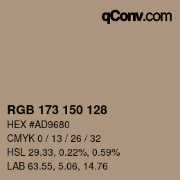 Farbcode: RGB 173 150 128 | qconv.com