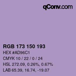 カラーコード: RGB 173 150 193 | qconv.com