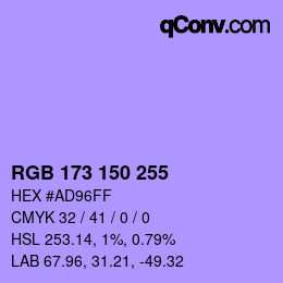 カラーコード: RGB 173 150 255 | qconv.com