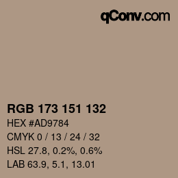 Color code: RGB 173 151 132 | qconv.com