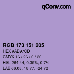 Color code: RGB 173 151 205 | qconv.com