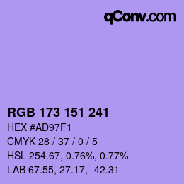 Color code: RGB 173 151 241 | qconv.com