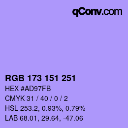 Color code: RGB 173 151 251 | qconv.com
