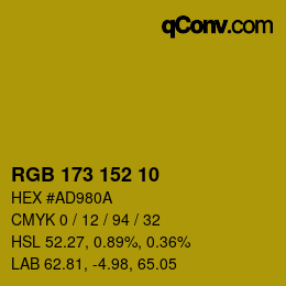 カラーコード: RGB 173 152 10 | qconv.com