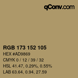 颜色代码: RGB 173 152 105 | qconv.com