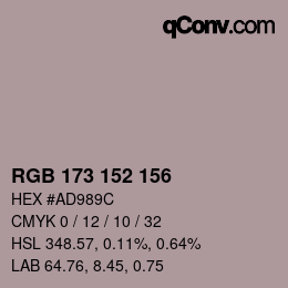 カラーコード: RGB 173 152 156 | qconv.com