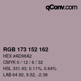 Color code: RGB 173 152 162 | qconv.com