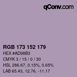 Color code: RGB 173 152 179 | qconv.com
