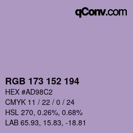カラーコード: RGB 173 152 194 | qconv.com
