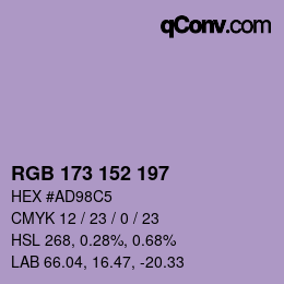 Color code: RGB 173 152 197 | qconv.com
