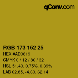 Farbcode: RGB 173 152 25 | qconv.com