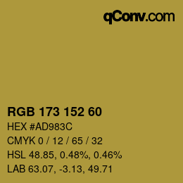 カラーコード: RGB 173 152 60 | qconv.com