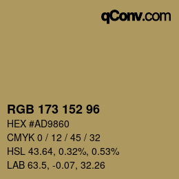 Farbcode: RGB 173 152 96 | qconv.com