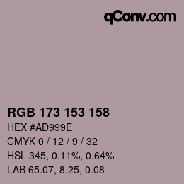 カラーコード: RGB 173 153 158 | qconv.com