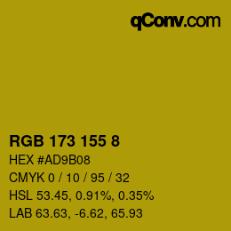 カラーコード: RGB 173 155 8 | qconv.com