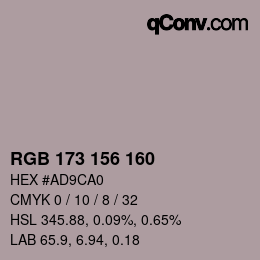 カラーコード: RGB 173 156 160 | qconv.com