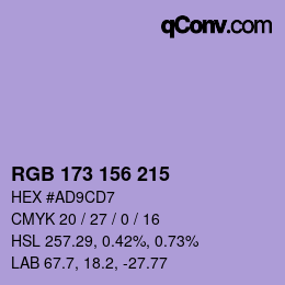カラーコード: RGB 173 156 215 | qconv.com