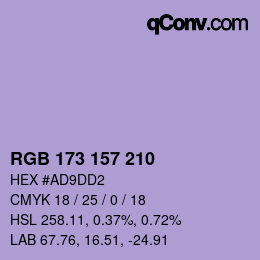 カラーコード: RGB 173 157 210 | qconv.com