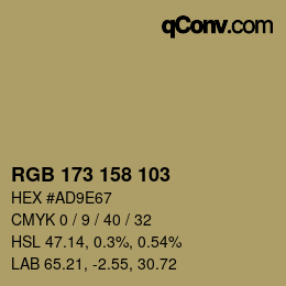 カラーコード: RGB 173 158 103 | qconv.com