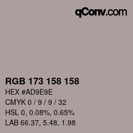 カラーコード: RGB 173 158 158 | qconv.com