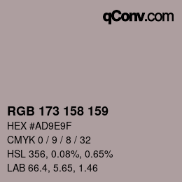 颜色代码: RGB 173 158 159 | qconv.com