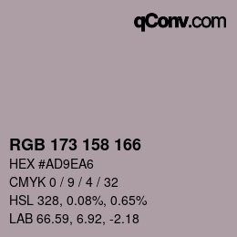 カラーコード: RGB 173 158 166 | qconv.com