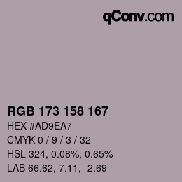 カラーコード: RGB 173 158 167 | qconv.com