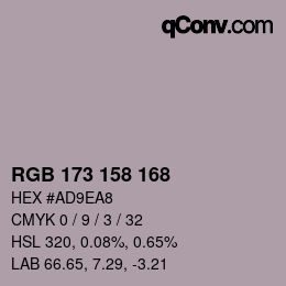 颜色代码: RGB 173 158 168 | qconv.com