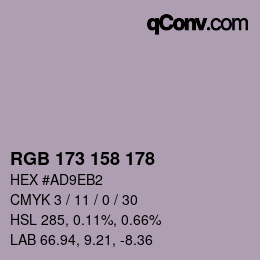 颜色代码: RGB 173 158 178 | qconv.com