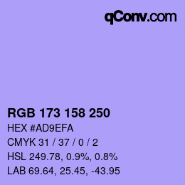 カラーコード: RGB 173 158 250 | qconv.com