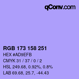 Color code: RGB 173 158 251 | qconv.com