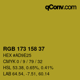 颜色代码: RGB 173 158 37 | qconv.com