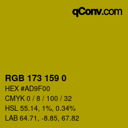 颜色代码: RGB 173 159 0 | qconv.com