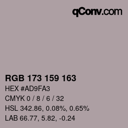 Color code: RGB 173 159 163 | qconv.com