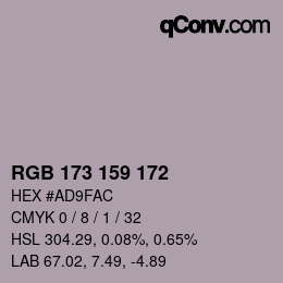 カラーコード: RGB 173 159 172 | qconv.com