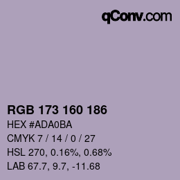 Color code: RGB 173 160 186 | qconv.com