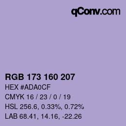 Color code: RGB 173 160 207 | qconv.com