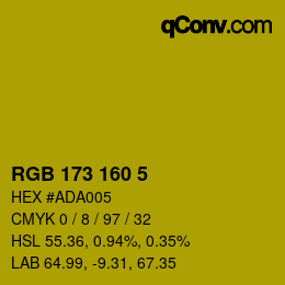 カラーコード: RGB 173 160 5 | qconv.com