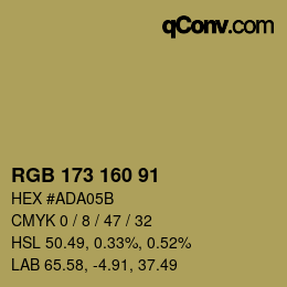 Color code: RGB 173 160 91 | qconv.com