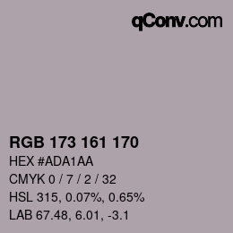 カラーコード: RGB 173 161 170 | qconv.com