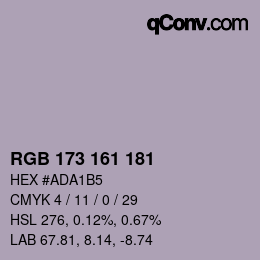 颜色代码: RGB 173 161 181 | qconv.com