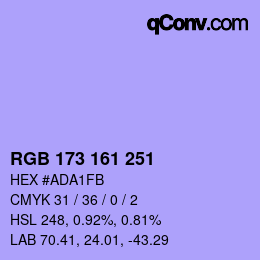カラーコード: RGB 173 161 251 | qconv.com