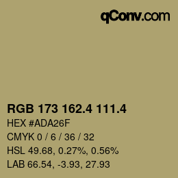 カラーコード: RGB 173 162.4 111.4 | qconv.com
