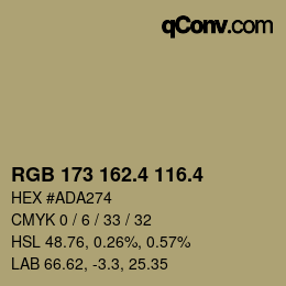 カラーコード: RGB 173 162.4 116.4 | qconv.com