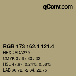 カラーコード: RGB 173 162.4 121.4 | qconv.com