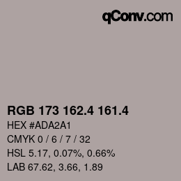 カラーコード: RGB 173 162.4 161.4 | qconv.com