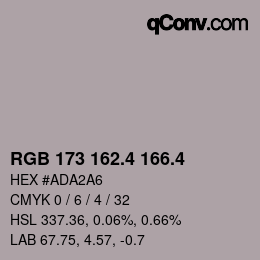 カラーコード: RGB 173 162.4 166.4 | qconv.com