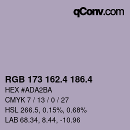 カラーコード: RGB 173 162.4 186.4 | qconv.com
