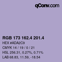 カラーコード: RGB 173 162.4 201.4 | qconv.com